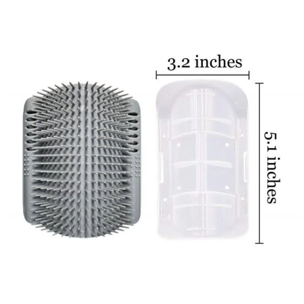 2 Pack Softer Self Groomer with Catnip Wall Corner Massage Comb Scratcher, Gray